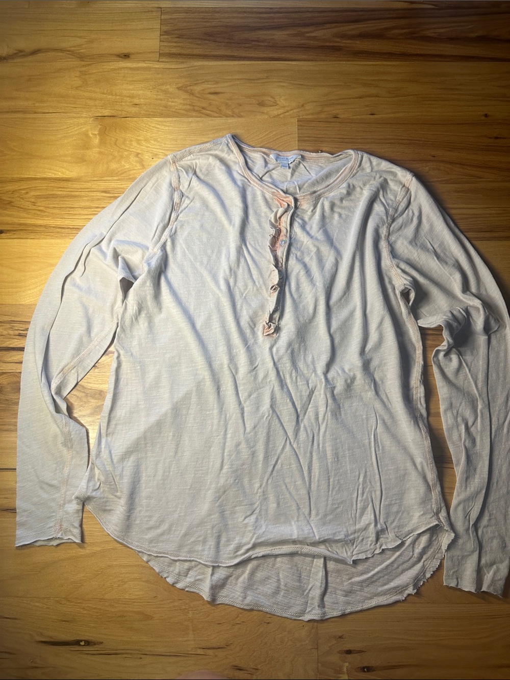 Lucky Brand Light Pink Long Sleeve Henley Top